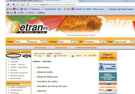 Site Detran RS – www.detran.rs.gov.br
