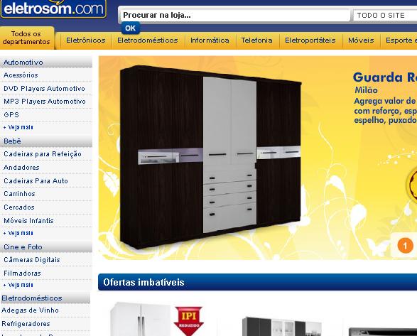 Site Lojas Eletrosom – www.eletrosom.com