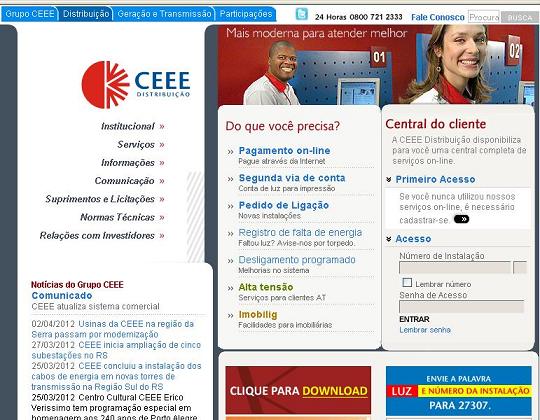 Site CEEE – www.ceee.com.br