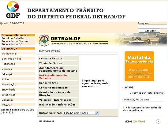 Site Detran DF – www.detran.df.gov.br
