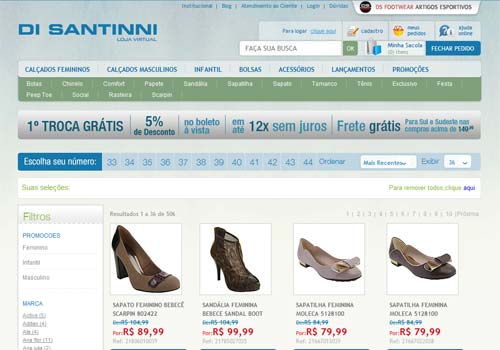 Site Di Santinni – www.disantinni.com.br