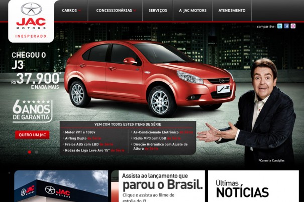 Site JAC Motors – www.jacmotorsbrasil.com.br