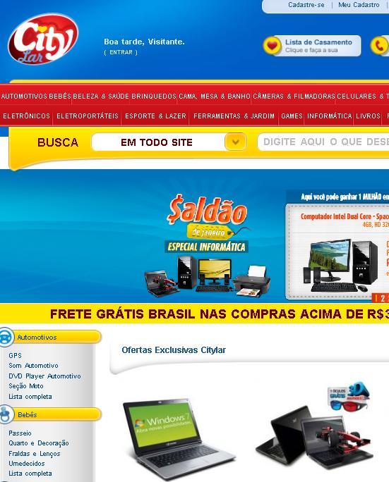 Site Lojas City Lar – www.citylar.com.br