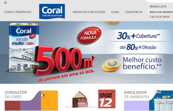 Site Tintas Coral – www.coral.com.br